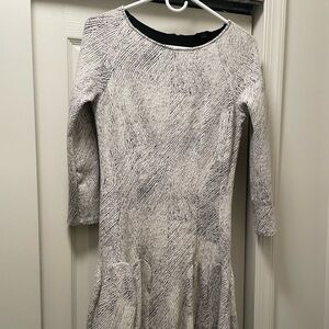 Banana Republic Monochrome Textured Long Sleeve Dress